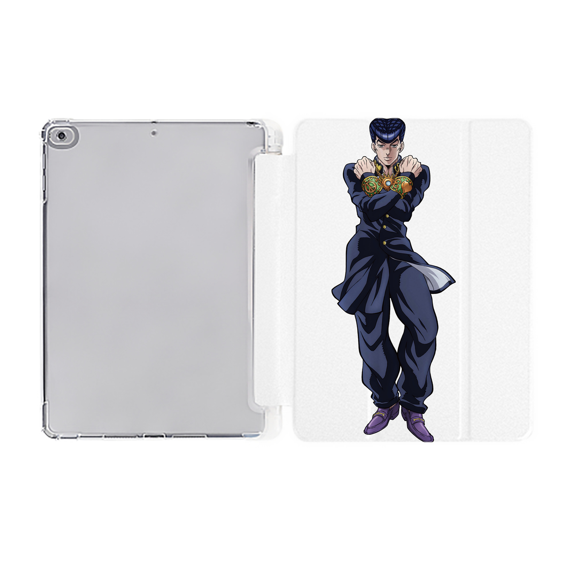 （画像用） ジョジョの奇妙な冒険 ひがしかた じょうすけ JoJo's Bizarre Adventure Higashikata Josuke IPad ケース ペン収納付き 三つ折りスタンド PUレザー×シリコン 対応機種9.5/10.5/10.9インチ